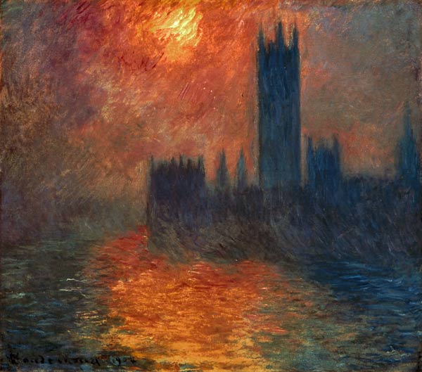 Parliament At Sunset od Claude Monet