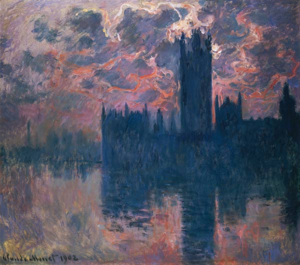 Parliament, Sunset od Claude Monet
