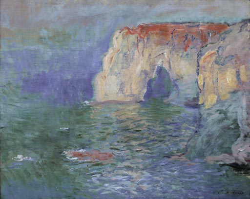Etretat: La Manneporte, reflets sur l'eau od Claude Monet