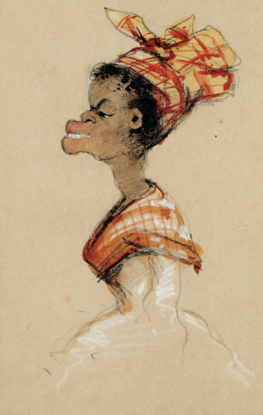 Coloured woman with Madras (caricature) od Claude Monet
