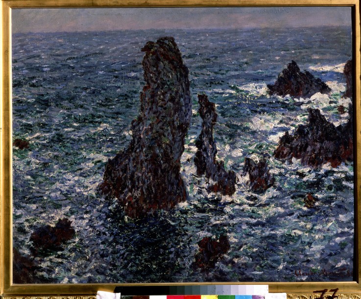 The rocks in Belle-Ile (Pyramides de Port-Coton, Mer sauvage) od Claude Monet