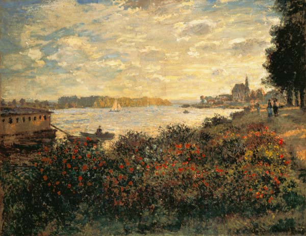 Rote Blumen am Ufer der Seine bei Argenteuil od Claude Monet