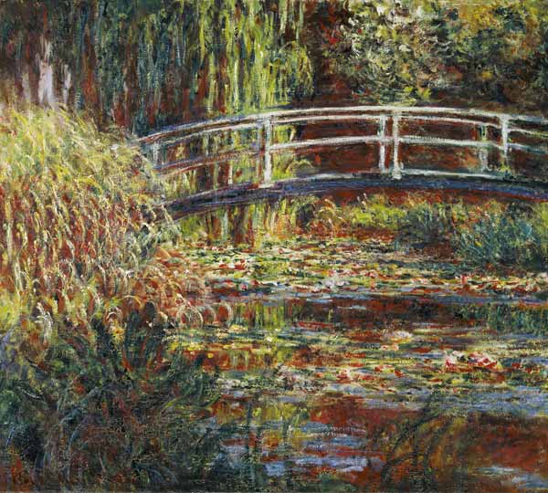 Waterlily pond and Japanese bridge (harmony in pink) od Claude Monet