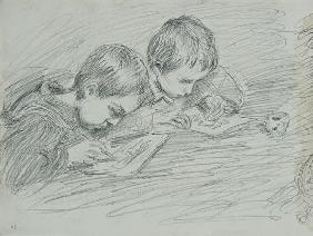 Jean-Pierre Hoschede (1877-1961) and Michel Monet (1878-1966) drawing