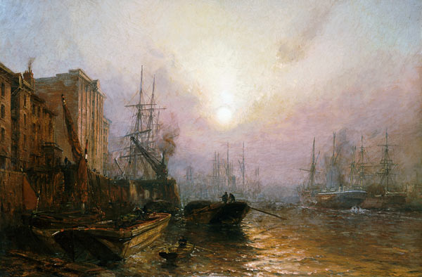 The Pool Of London, Evening od Claude T. Stanfield Moore