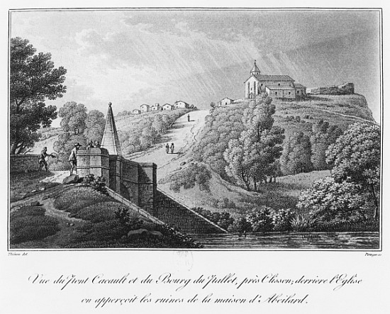 View of the Cacault bridge and the village of Pallet, near Clisson, ruins of the house of Abelard, i od Claude Thienon
