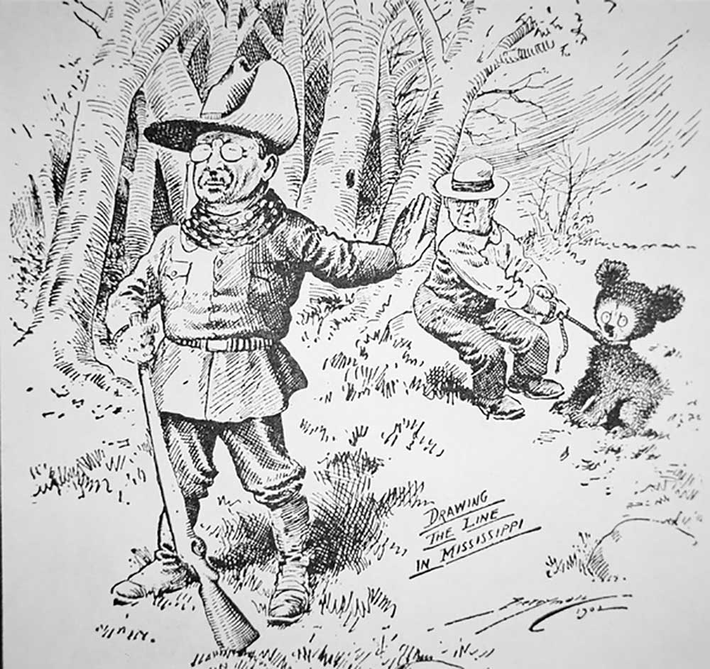 Cartoon of Theodore Teddy Roosevelt refusing to shoot a bear cub, 1902 od Clifford K. Berryman