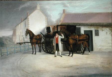 A Groom Holding a Carriage Team od Clifton Tomson