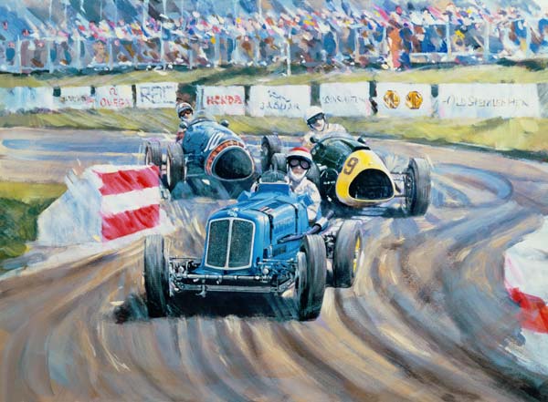 The First Race at the Goodwood Revival, 1998 (oil on canvas)  od Clive  Metcalfe
