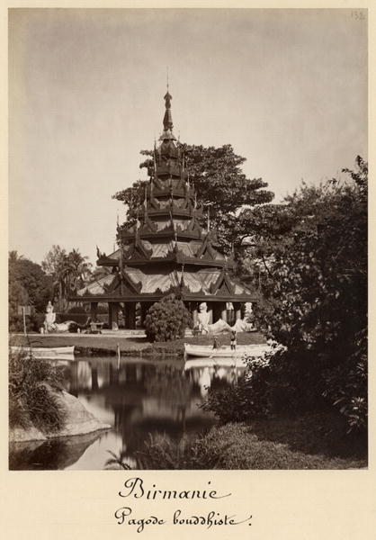 Buddhist rest house, Moulmein, Burma, c.1875 (albumen print from a glass negative) (b/w photo)  od 