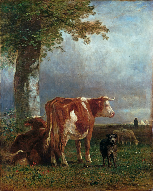 Cows in a meadow od Constant Troyon