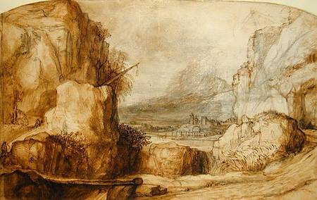 Mountainous Landscape (pen, brown ink, brush and od Constantin Daniel van Renesse