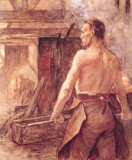 Foundry Worker, 1902 (pastel & gouache on paper) od Constantin Emile Meunier