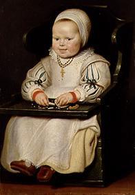 Portrait of a little girl in the child small chair od Cornelis de Vos