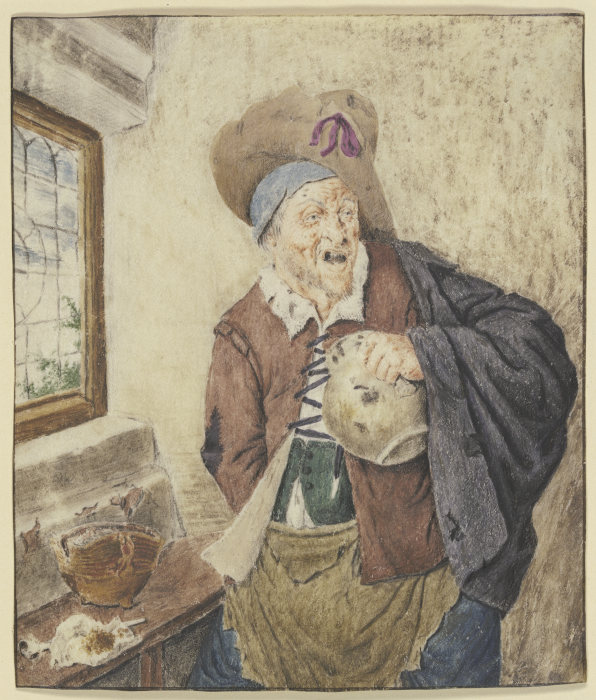 Zerlumpter Bauer bei einem Fenster, den Krug in der Hand od Cornelis Dusart