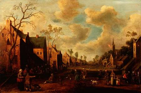 Peasants Merrymaking in a Village Street od Cornelius Droochsloot