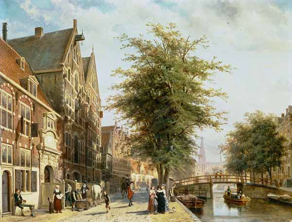 The Oude Zijds Voorburgwal in Amsterdam od Cornelius Springer
