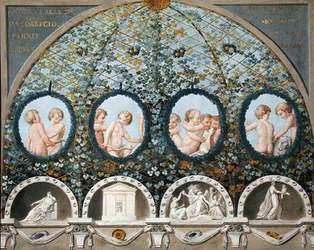 Design for a Ceiling Fresco, published c.1780 (gouache, ink & w/c on an etched base) od Correggio (eigentl. Antonio Allegri)