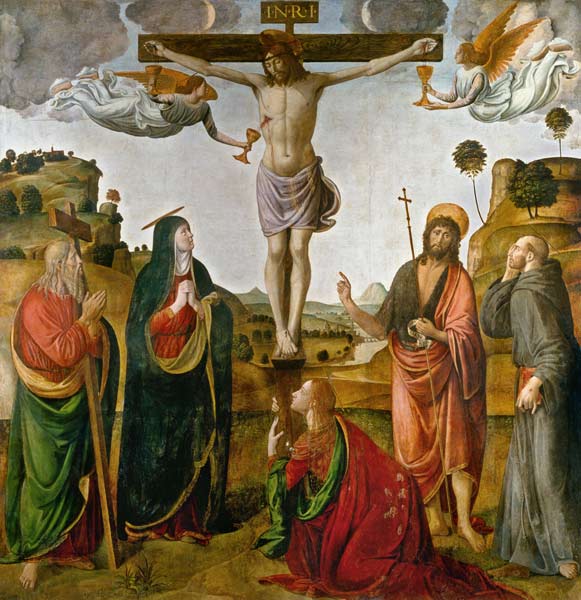 Crucifixion Christi with Maria and the hll.Johannes Maria Magdalena, Andreas and Franziskus od Cosimo Rossetti