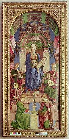 The Virgin and Child Enthroned, mid 1470s (oil & egg on tempera on poplar) od Cosimo Tura