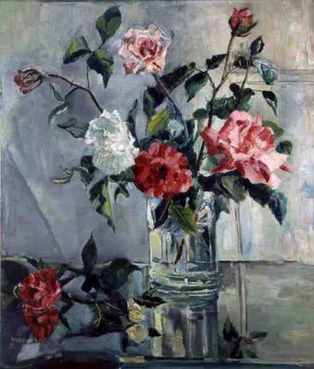 Roses on a Ledge in a Glass Vase od Countess Nora- Wydenbruck