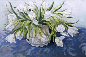 White Tulips (pastel on paper) 