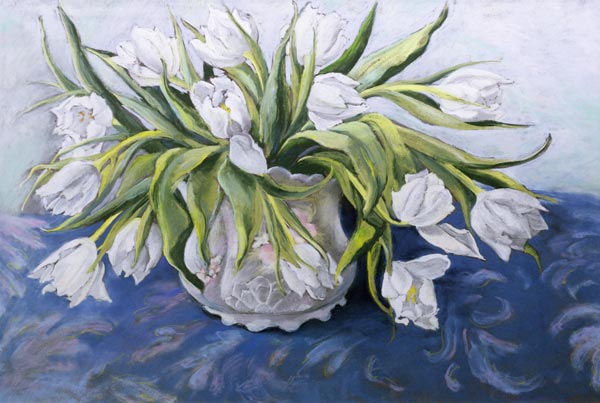 White Tulips (pastel on paper)  od Cristiana  Angelini