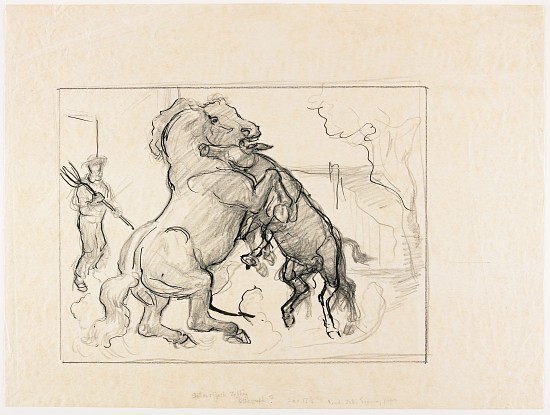 Study for Stallion and Jack Fighting od John Steuart Curry