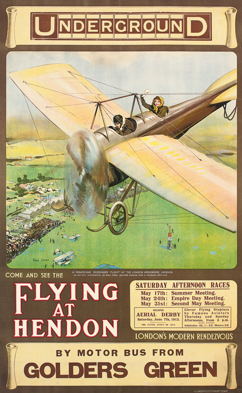 'Flying at Hendon', an advertising poster od Cyrus Cuneo