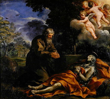 Death of Saint Mary of Egypt (oil on canvas) od Pietro  da Cortona,