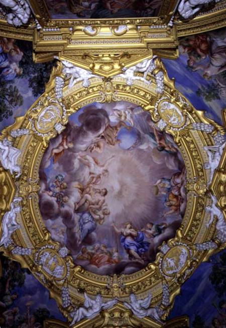 The 'Sala di Apollo' (Hall of Apollo) detail of ceiling decoration depicting Cosimo I de'Medici (151 od Pietro  da Cortona,