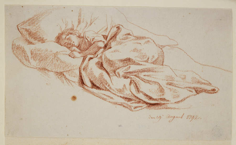 Schlafendes junges Mädchen im Bett od Daniel Chodowiecki