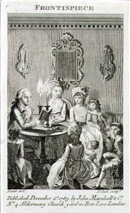 A Father Reading to his Family by Candlelight, engraved by Thomas Cook (1744-1818) frontispiece to a od Daniel Dodd