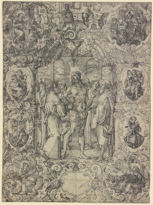 Scheibenriss mit Christus und dem ungläubigen Thomas od Daniel Lindtmayer d. J.