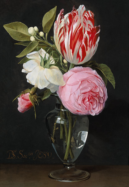 Flowers in a glass vase od Daniel Seghers