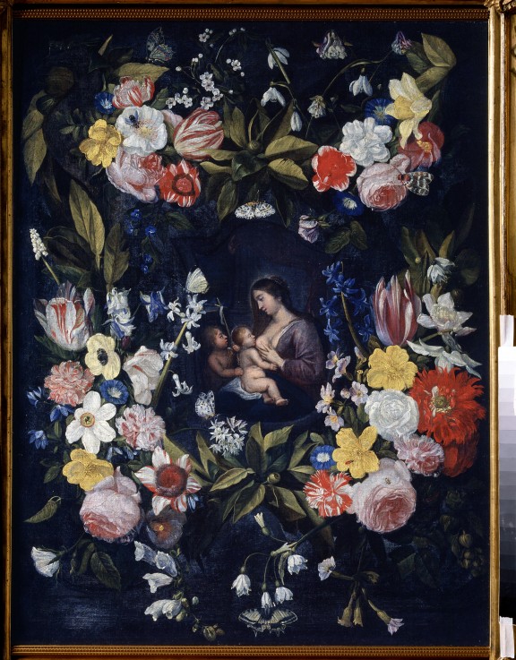 Floral Wreath with Madonna and Child od Daniel Seghers