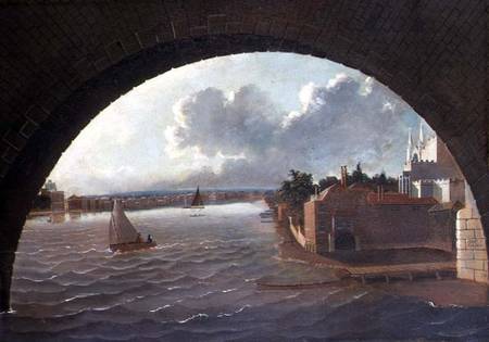 The Thames at Westminster seen through the arch of a bridge od Daniel Turner