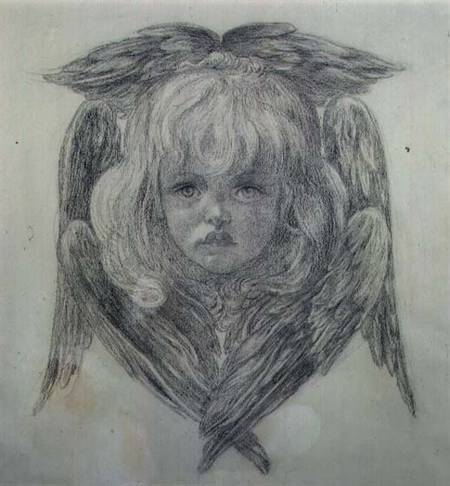Study for the head of a child angel in 'The Blessed Damozel' od Dante Gabriel Rossetti