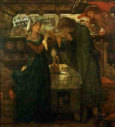 Tristram and Isolde Drinking the Love Potion od Dante Gabriel Rossetti