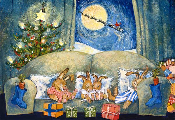 Christmas, sleeping rabbits, 1995  od David  Cooke