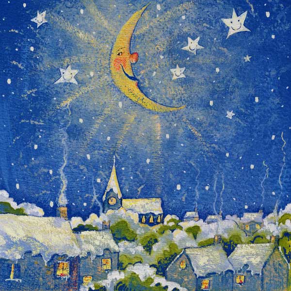 Christmas Moon (w/c on paper)  od David  Cooke