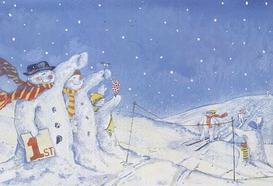 The Snowmen''s Champion Skier (w/c and gouache)  od David  Cooke