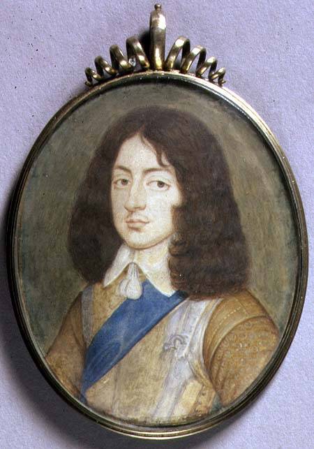 Portrait Miniature of Charles II (1630-85) 1650 (w/c on vellum) od David Des Granges