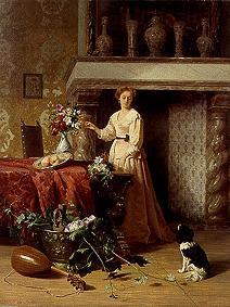 Lady when arranging flowers (together with Peter R.H. shooters) od David Emile Joseph de Noter