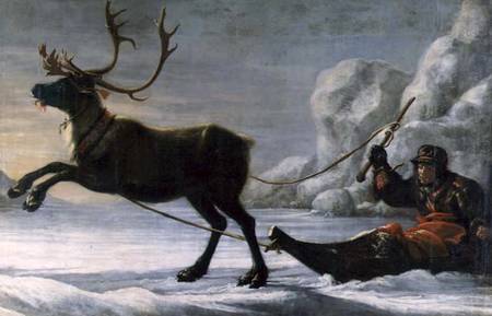 Abraham Renstirna Dressed as a Lapp and his Reindeer od David Klocker Ehrenstrahl