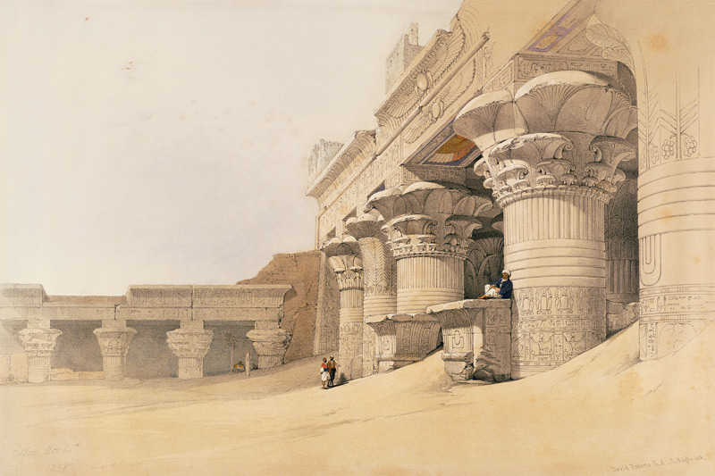 Temple of Horus, Edfu, from ''Egypt and Nubia''; engraved by Louis Haghe (1806-85) published in Lond od David Roberts