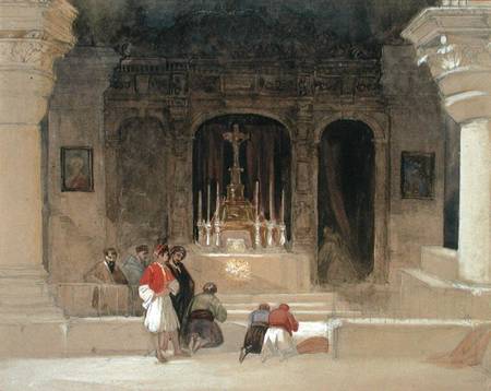 Chapel of St. Helena, Holy Sepulchre, Jerusalem, from 'The Holy Land', 1842-49 (w/c od David Roberts