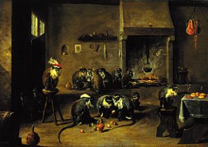Monkeys in the kitchen od David Teniers