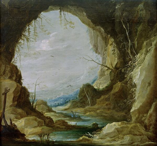D.Teniers d.J., Blick aus einer Grotte od David Teniers