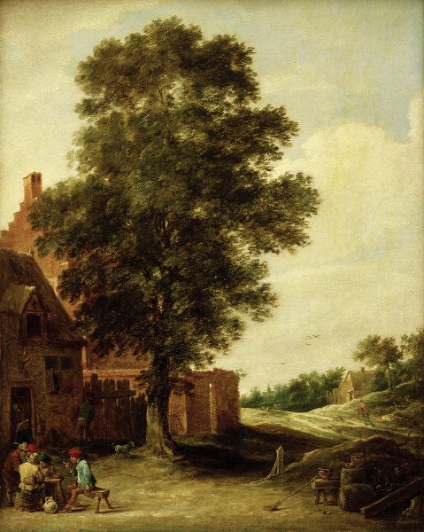 D.Teniers d.J., Wirtshaus unter Linde od David Teniers